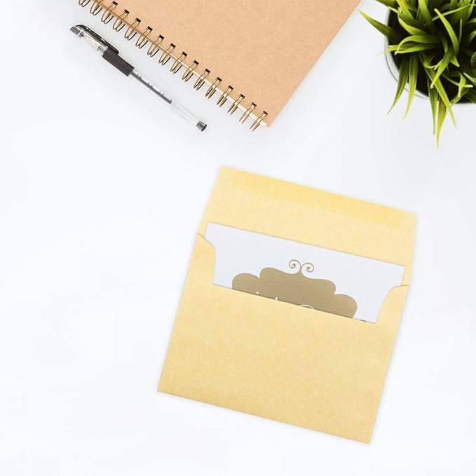 JAM PAPER A7 Parchment Invitation Envelopes - 5 1/4 x 7 1/4 - Antique Gold Recycled - 50/Pack