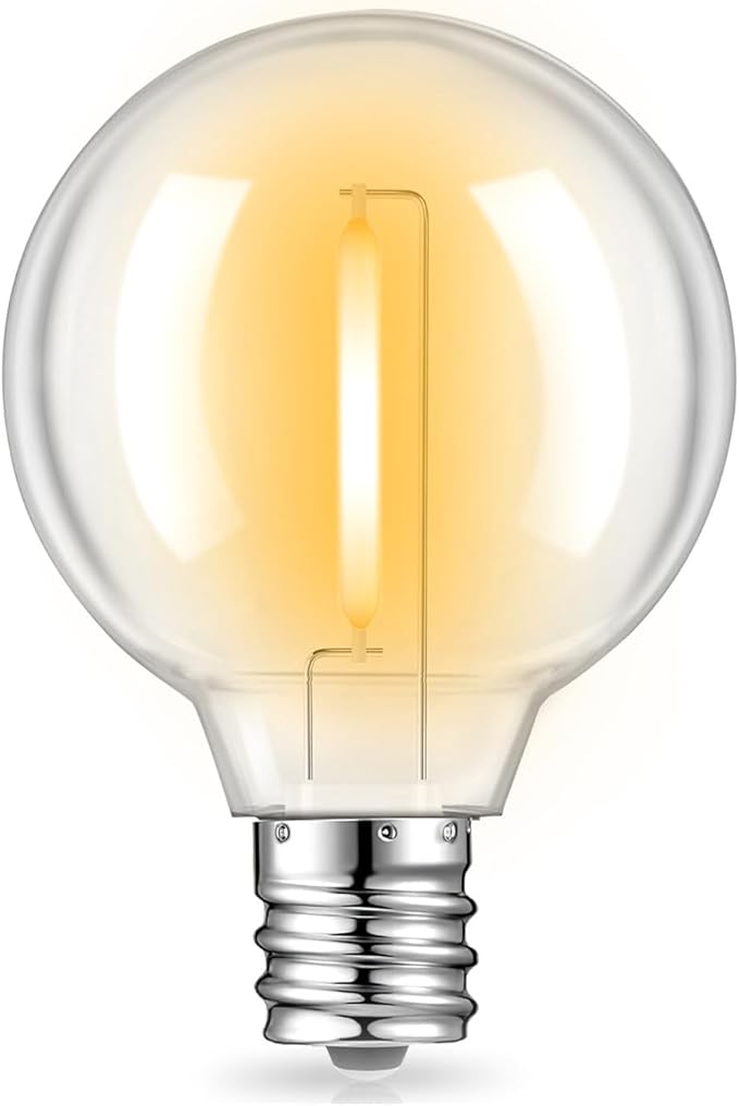 15 Pack G40 LED Replacement Light Bulbs for String Lights, Dimmable E12 Base Shatterproof Bulbs, 0.6W Equal to 5W, Warm White 2200K, Not Solar