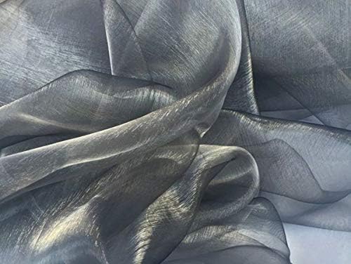 VDS Silver Gray Organza Fabric, 40 Yards Continuous, 45” Wide, Wedding Party Decoration Iridescent Crystal Sheer Shiny Organza Tulle Bridal Dress DIY Crafts Costume Sewing Backdrop Arch Cloth