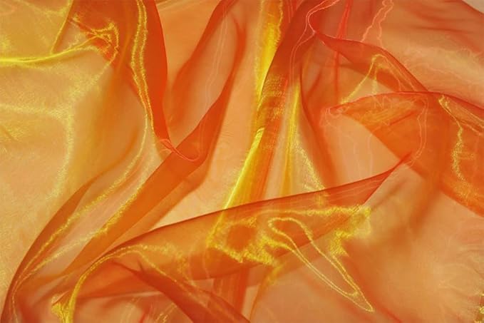 VDS Brunt Orange Organza Fabric, 100 Yards Continuous, 45” Wide, Wedding Party Decoration Iridescent Crystal Sheer Shiny Organza Tulle Bridal Dress DIY Crafts Costume Sewing Backdrop Arch Cloth