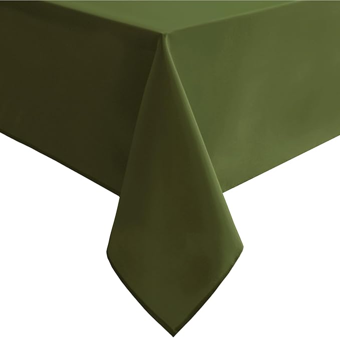 Hiasan Olive Green Tablecloth for Rectangle Tables - Waterproof Washable Polyester Fabric Table Cloth for Buffect Dining Birthday Party Wedding, 54 x 120 Inch