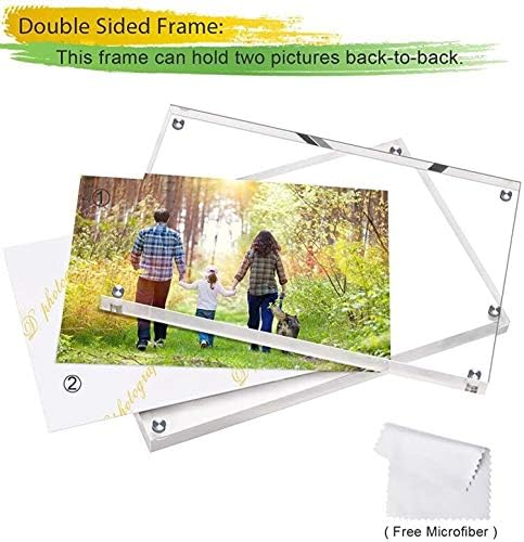 Boxalls 4x6 Inches Acrylic Picture Frames- 5 Pack, Desktop Frameless Photo Frames with Magnetic, Double Sided Transparent (5 Pack)
