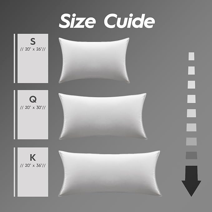 Globon Ultra Soft Down Pillow Standard Size, All Down Filled Bed Pillow for Sleeping, 100% Cotton Shell 500 Thread Count, Soft Hotel Collection Down Feather Pillow 20" x 26" 1 Pack