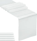 5-Pack Satin Table Runner Silver 12 x 108 inches Long, Table Runners for Wedding, Birthday Parties, Banquets Decorations（5 Pack, 12x108 Inch, Silver）