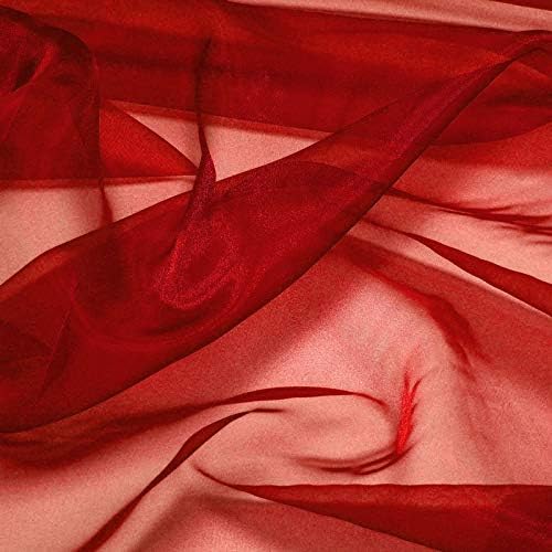 VDS Red Organza Fabric, 50 Yards Continuous, 45” Wide, Wedding Party Decoration Iridescent Crystal Sheer Shiny Organza Tulle Bridal Dress DIY Crafts Costume Sewing Backdrop Arch Cloth