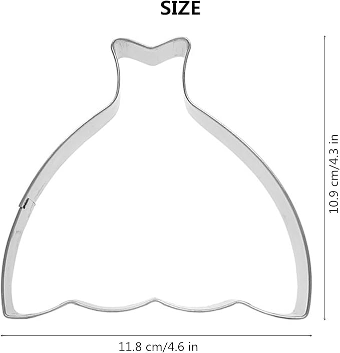 Large Size Dress Shaped Cookie Cutter, Stainless Steel Strapless Princess Party Wedding Dress Cookie Cutter, 4.6 Inches