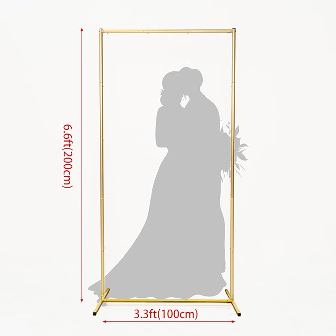 Wedding Square Balloon Arch Stand, Gold Backdrop Stand 6.6 x 3.3 FT Metal Party Frame for Wedding Ceremony Bridal Archway Birthday Party Decoration Harfirbe