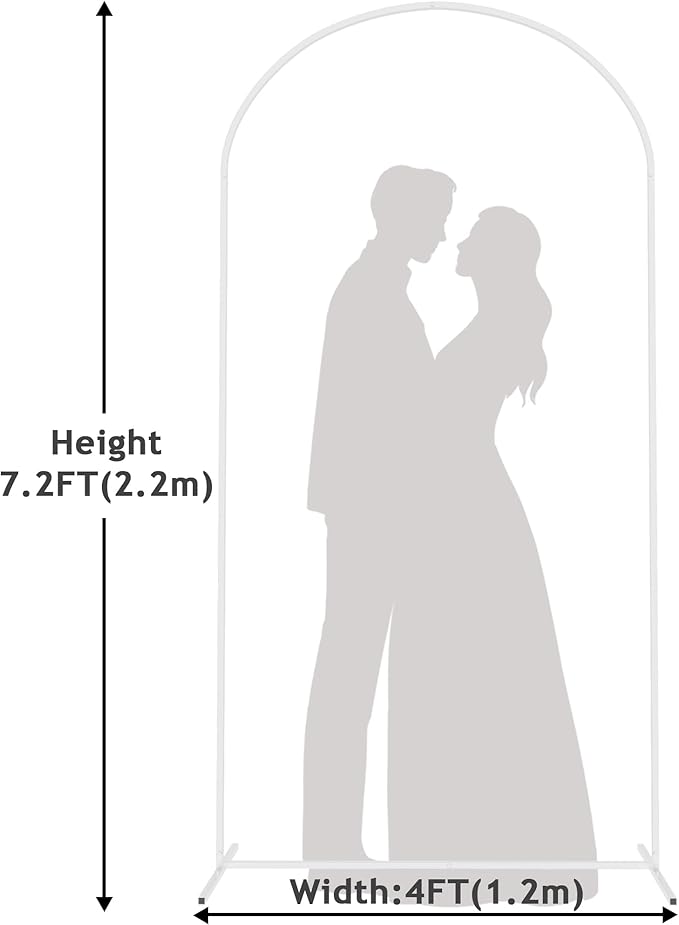Putros Metal Arch Backdrop Stand 7.2FT White Wedding Backdrop Stand Square Arch Frame for Birthday Party Bridal Baby Shower Ceremony Decoration