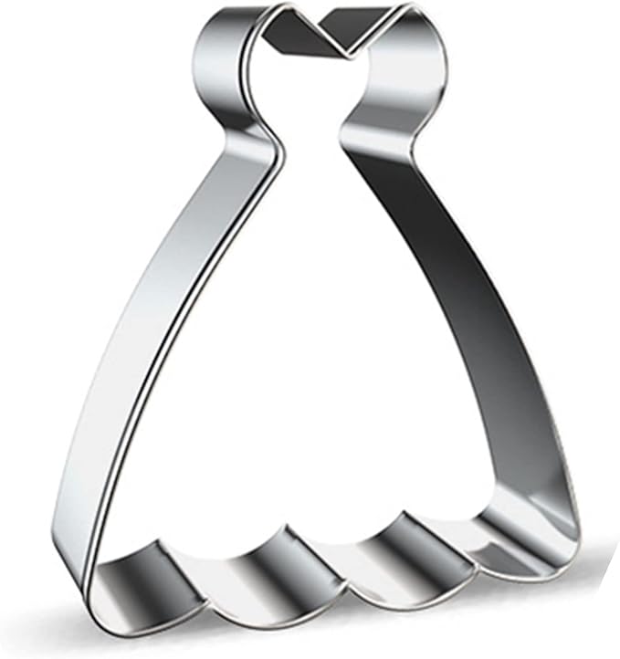 Large Size Dress Shaped Cookie Cutter, Stainless Steel Strapless Princess Dress Wedding Dress Cookie Cutter, 4.3 Inches
