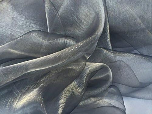 VDS Silver Gray Organza Fabric, 45 Yards Continuous, 45” Wide, Wedding Party Decoration Iridescent Crystal Sheer Shiny Organza Tulle Bridal Dress DIY Crafts Costume Sewing Backdrop Arch Cloth