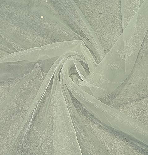 VDS Ivory Organza Fabric, 30 Yards Continuous, 45” Wide, Wedding Party Decoration Iridescent Crystal Sheer Shiny Organza Tulle Bridal Dress DIY Crafts Costume Sewing Backdrop Arch Cloth