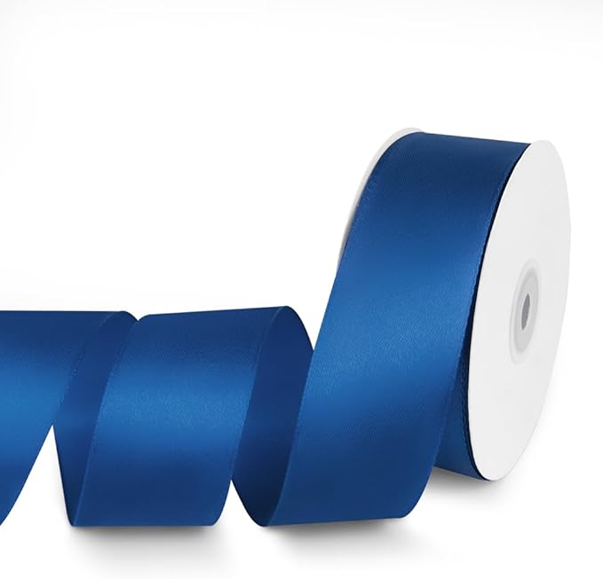 1-1/2" x 50 Yards Satin Ribbon - Navy Blue Silk Ribbon with Spool - Ideal for Gift Wrapping, Floral Bouquets, Crafts, Wedding Party Decorations, Christmas and Sewing Projects