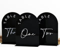 Black Arch Wedding Table Numbers with Stands 1-30, 5x7 Inch Black Acrylic Arch Sign with Holder, Arched Acrylic Table Numbers for Wedding Reception (1-30, 5"x7")