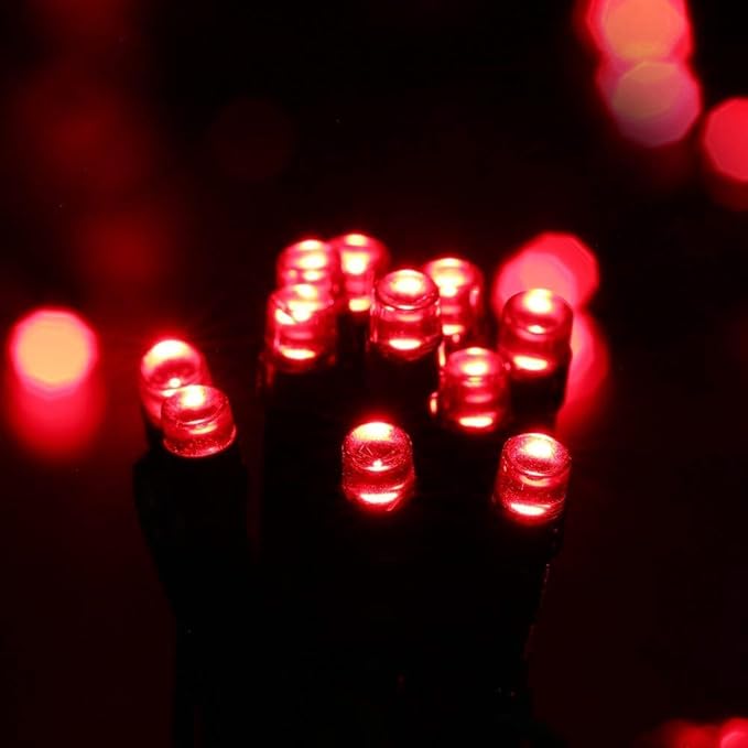 Toodour Solar Christmas Lights, 72ft 200 LED 8 Modes Outdoor Christmas String Lights, Waterproof Solar String Light for Xmas Tree, Fence, Holiday, Party, Balcony, Outdoo Xmas Decorations - Red