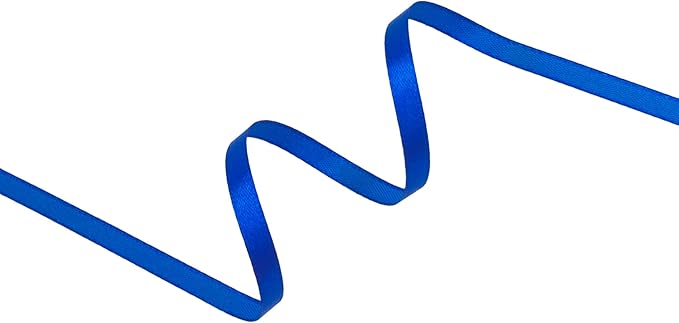 Dark Royal Blue Satin Ribbon 1/4 inch X Continuous 50 Yards, Single Face Polyester Ribbon Perfect for Gift Wrapping, Flower Bouquet, Wedding Decor, Crafts, Bow Making, Sewing and More