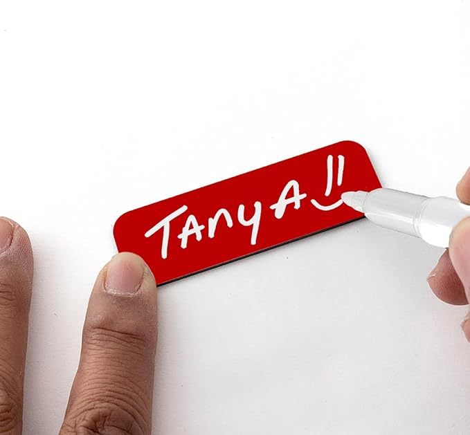 Name Tag/Badge Blanks - 10 Pack - Red 1" X 3", Round Corners, Magnetic Backing
