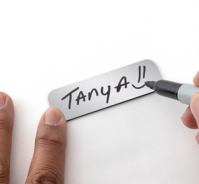 Brushed Silver Name Tag Blanks – 25 Pack, 1" x 3", Round Corners, Professional Engravable Badges with Magnetic Backing – All Quality Badges