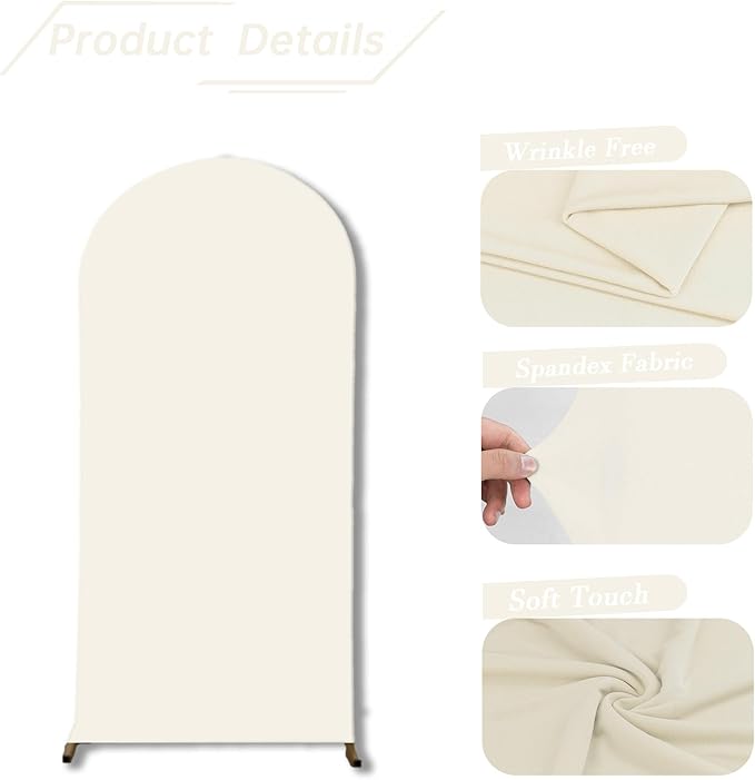 bricia Wedding Arch Backdrop Stand Cover, 6FT Double Sided Stretchy Arch Cover Fitted Wedding Birthday Party Banquet Decoration (Beige 72''Lx31.2''W)
