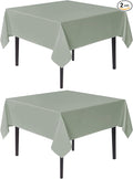 sancua Square Tablecloths 54x54 Inch, 2 Pack - Sage Green Fabric Table Cloth for Square or Round Tables, Washable Polyester Table Cover for Dinner, Holiday Party, Decorative Display Tables