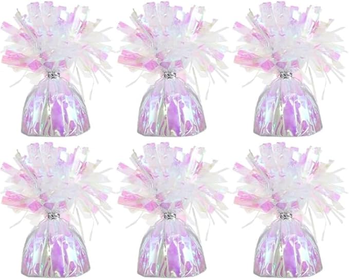 Metallic Balloon Weights, Pink Iridesecent Birthday Party Favors, Novelty and Gag Gifts, 5.5" Inches, 6-Pack