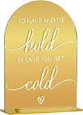 Acrylic Wedding Sign, Bridal Shower Decorations, To Have And To Hold Sign for Ceremony, Modern Font Table Signs, Gold Mirror Arched Acrylic Tabletop Signs for Wedding Reception and Event Party