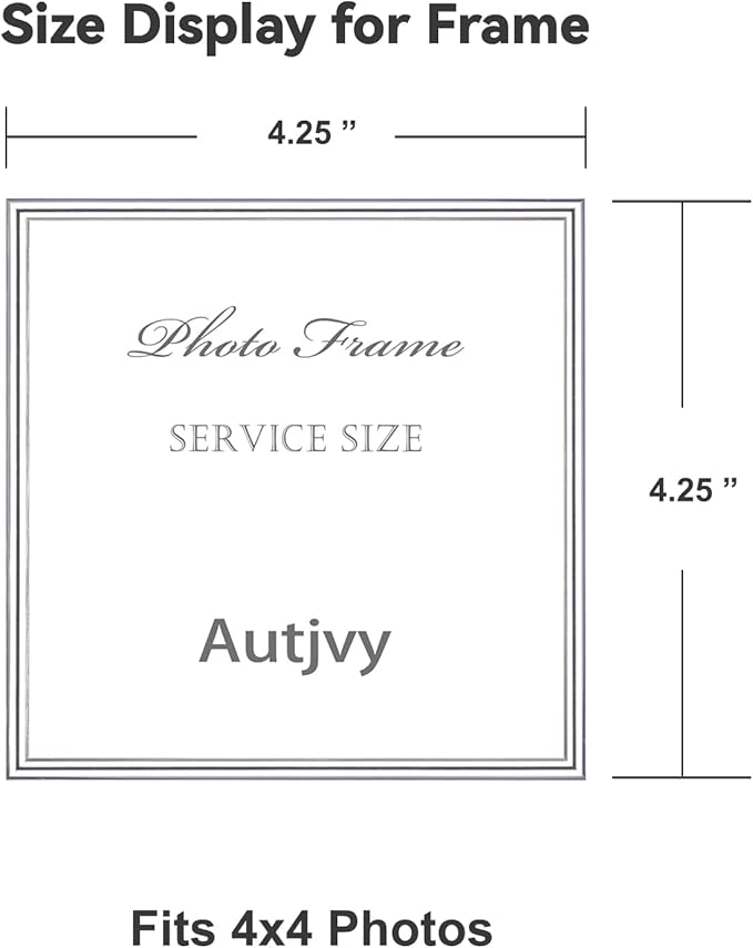 4x4 Picture Frame Silver Brushed Modern Simple Thin Aluminum Metal Photo Frame with HD Real Glass, Display for Tabletop and Wall Collage. (2 Pack)