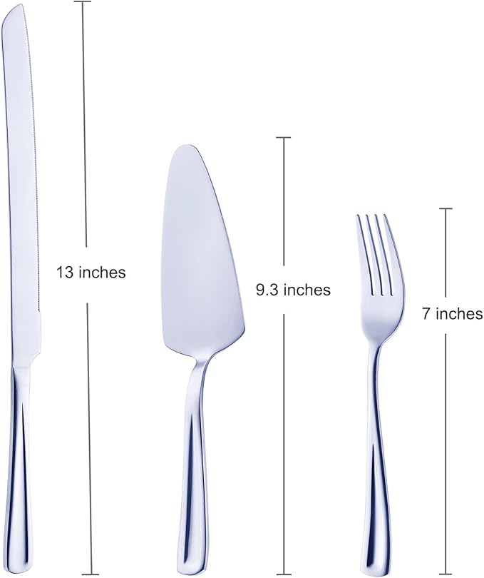 GoGeiLi Cake Knife and Server Set with 4 Salad Forks, Heavy-Duty 18/0 Stainless Steel Cake Cutting Set for Wedding Birthday Parties Anniversary, Dishwasher Safe