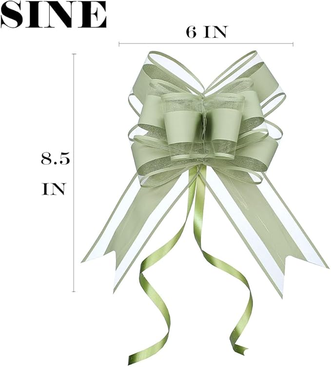 WEWILUCK Bows for Gift Wrapping, Sage Green Gift Bow for Presents, Gift Baskets, Gift Bags, Gift Boxes, Christmas, Easter, Birthdays, Baby showers(6 inches, 15PCS)