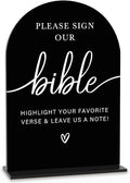 Acrylic Wedding Sign Wedding Signs for Ceremony Please Sign Our Bible Sign for Wedding Modern Calligraphy Arch Acrylic Table Top Sign for Wedding Reception and Event Party Table(black）