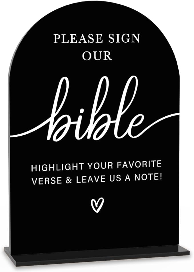 Acrylic Wedding Sign Wedding Signs for Ceremony Please Sign Our Bible Sign for Wedding Modern Calligraphy Arch Acrylic Table Top Sign for Wedding Reception and Event Party Table(black）