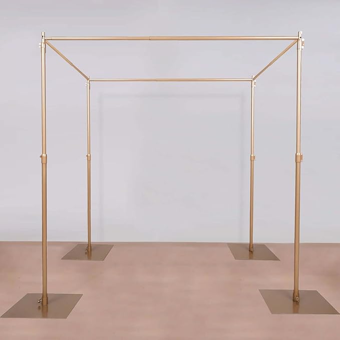 Tableclothsfactory 10ft | 4 Post Gold Metal DIY Photography Backdrop Stand, Wedding Arch Canopy Tent