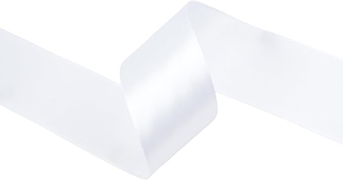 White Satin Ribbon 1-1/2 inch X Continuous 50 Yards, Single Face Polyester Ribbon Perfect for Gift Wrapping, Flower Bouquet, Wedding Decor, Crafts, Bow Making, Sewing and More
