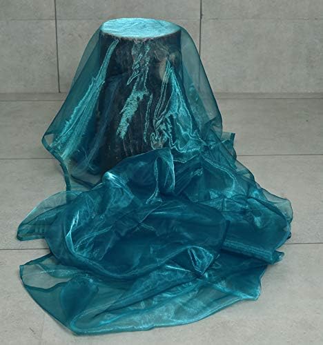 VDS Dark Teal Organza Fabric, 75 Yards Continuous, 45” Wide, Wedding Party Decoration Iridescent Crystal Sheer Shiny Organza Tulle Bridal Dress DIY Crafts Costume Sewing Backdrop Arch Cloth