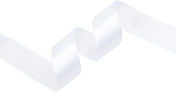 White Satin Ribbon 1 inch X Continuous 50 Yards, Single Face Polyester Ribbon Perfect for Gift Wrapping, Flower Bouquet, Wedding Decor, Crafts, Bow Making, Sewing and More