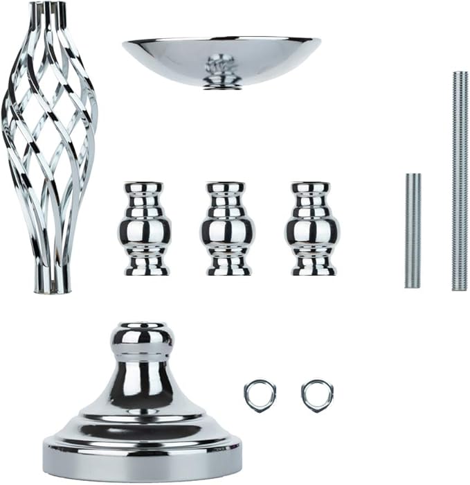 LANLONG 2pcs Metal Silver Candle Holders Road Lead Table Centerpiece Stand Pillar Candlestick for Wedding Candelabra Flowers Vases