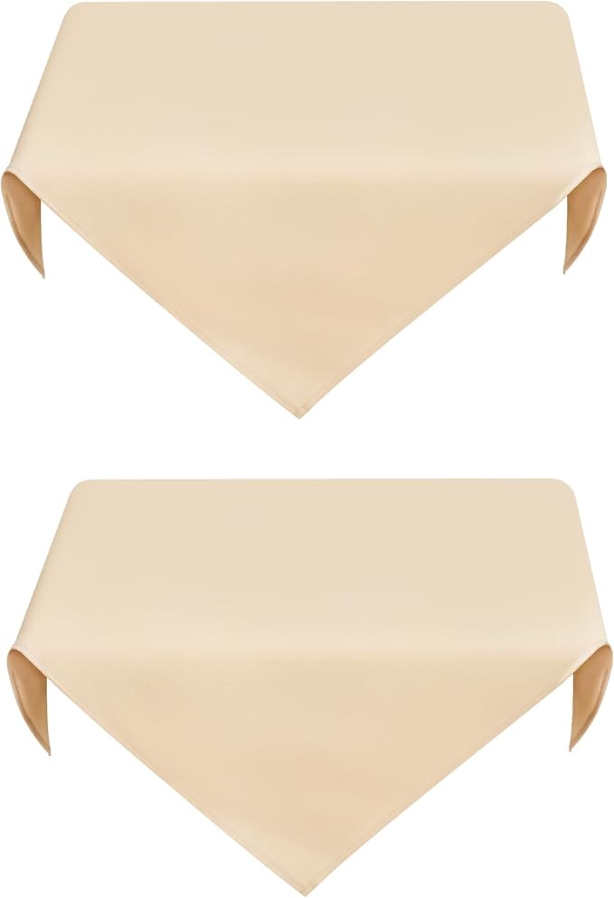 2 Pack Small Square Table Cloth 24X24 Inch Beige Washable Fabric Tablecloth Polyester Solid Table Cover for Night Stand End Table Side Table Outdoor Indoor