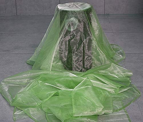 VDS Apple Green Organza Fabric, 45 Yards Continuous, 45” Wide, Wedding Party Decoration Iridescent Crystal Sheer Shiny Organza Tulle Bridal Dress DIY Crafts Costume Sewing Backdrop Arch Cloth
