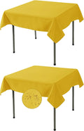 Fokitut 2 Pack Waterproof Square Tablecloth, 52x52 Inch, Stain Resistant and Wrinkle Polyester Table Cloth, Fabric Table Cover for Kitchen Dining, Wedding, Party, Holiday Dinner-Yellow