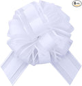 6 PCS 6 Inch Organza White Pull Bows - Perfect for Gift Wrapping, Wedding Decor, Car Bows, Birthday Parties, Christmas, and Valentine's Day