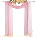 Socomi Wedding Arch Draping Fabric 29" x 20Ft 2 Panels Dusty Rose and Blush Pink Sheer Outdoor Curtain Drapes Extra Long for Bridal Baby Shower Birthday Party Decor