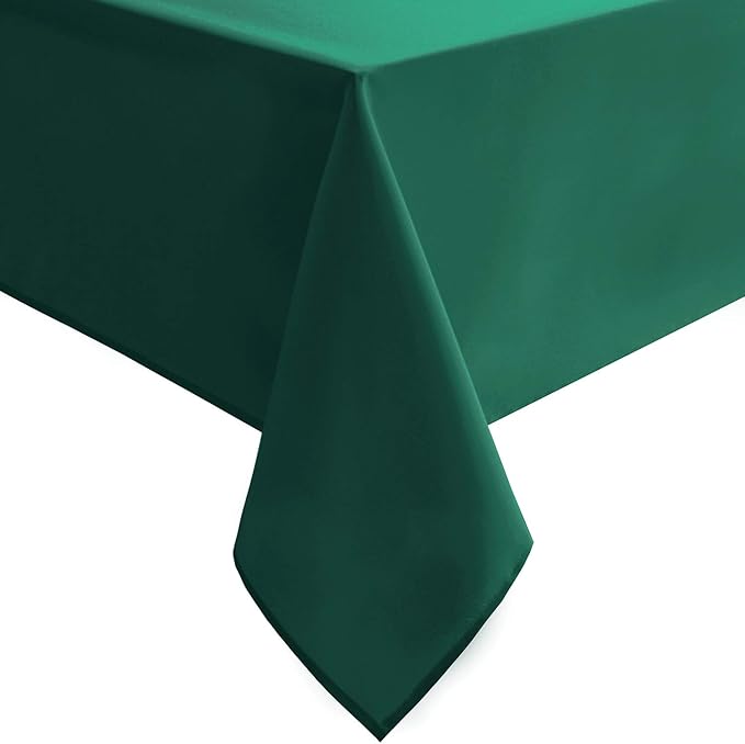 Hiasan Rectangle Tablecloth - Waterproof Washable Fabric Table Cloth for Wedding, Banquet, Gathering and Dining Room, 90 x 156 Inch, Emerald Green