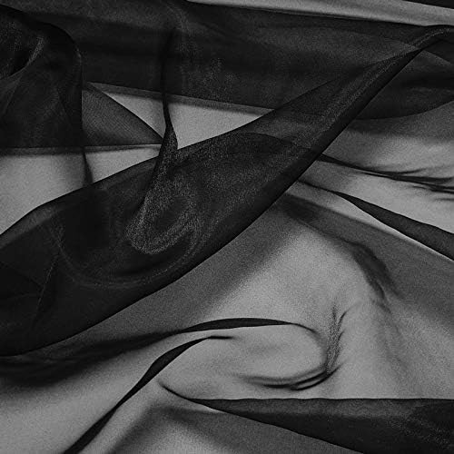 VDS Black Organza Fabric, 25 Yards Continuous, 45” Wide, Wedding Party Decoration Iridescent Crystal Sheer Shiny Organza Tulle Bridal Dress DIY Crafts Costume Sewing Backdrop Arch Cloth