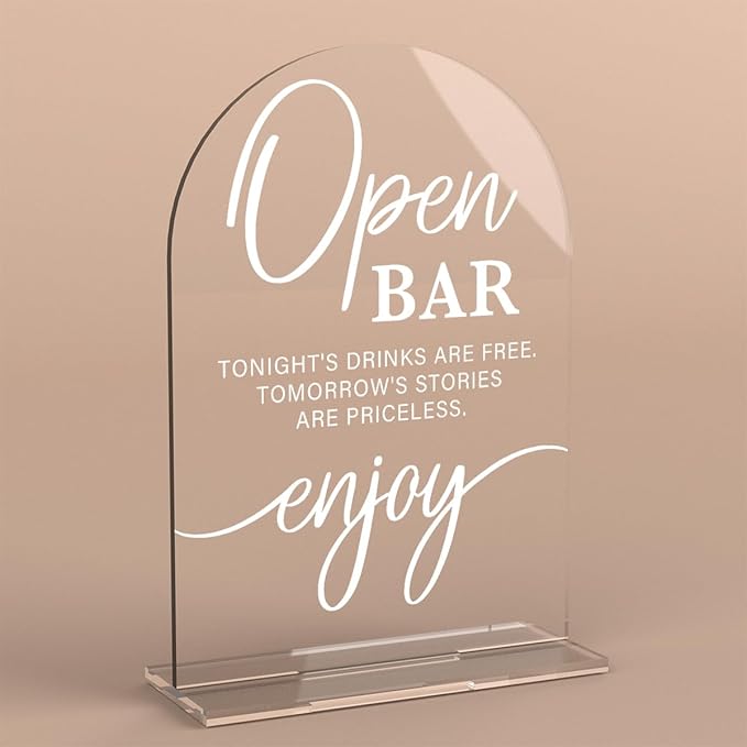 Acrylic Wedding Sign Wedding Signs for Ceremony Open Bar Sign for Wedding Modern Calligraphy Arch Acrylic Table Top Sign for Wedding Reception and Event Party Table