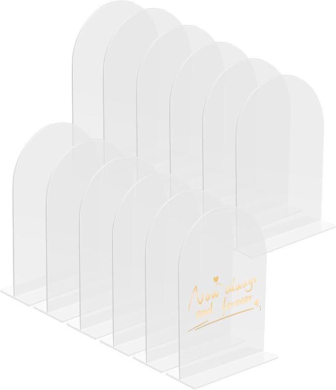 9 Pack Acrylic Wedding Signs 5 x 7 Inch DIY Blank Table Number with Base Frosted Arch Shape Menu Board for Party Anniversary Event Restaurant Cafe Decoration
