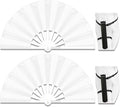13" Large Folding Rave Fan with Holster, Clack Hand Fans Foldable for Line Dancing, Boots On The Ground Fan for Women Men Festival EDM Party Decoration, White 2 Pack