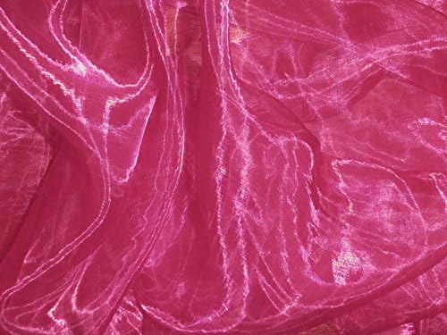 VDS Magenta Organza Fabric, 25 Yards Continuous, 45” Wide, Wedding Party Decoration Iridescent Crystal Sheer Shiny Organza Tulle Bridal Dress DIY Crafts Costume Sewing Backdrop Arch Cloth
