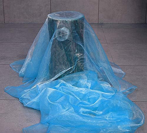 VDS Blue Organza Fabric, 25 Yards Continuous, 45” Wide, Wedding Party Decoration Iridescent Crystal Sheer Shiny Organza Tulle Bridal Dress DIY Crafts Costume Sewing Backdrop Arch Cloth