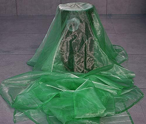 VDS Green Organza Fabric, 10 Yards Continuous, 45” Wide, Wedding Party Decoration Iridescent Crystal Sheer Shiny Organza Tulle Bridal Dress DIY Crafts Costume Sewing Backdrop Arch Cloth