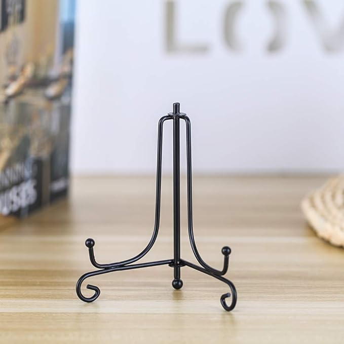 (2 pack) Iron Display Stand, Black Iron Easel Plate Display Photo Holder Stand, Displays Picture Frames, Decorative Plates,Tablets and Art 4 Inch