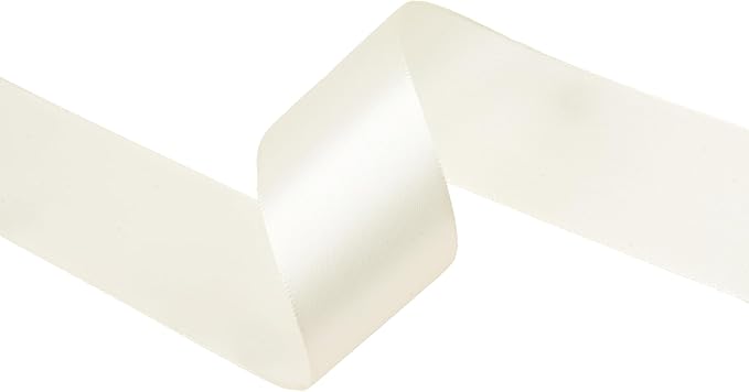 Beige Satin Ribbon 1-1/2 inch X Continuous 100 Yards, Single Face Polyester Ribbon Perfect for Gift Wrapping, Flower Bouquet, Wedding Decor, Crafts, Bow Making, Sewing and More